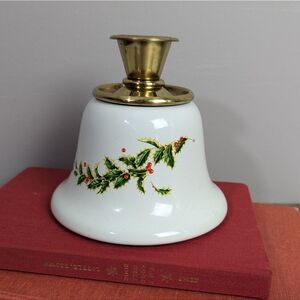 Lenox Holly berry bell shape candle holder taper candlestick ceramic Christmas